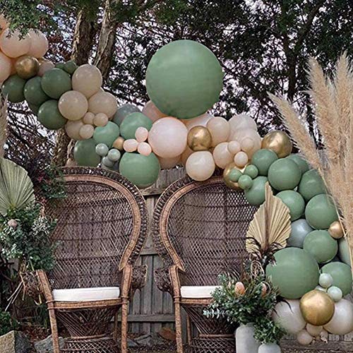 Kit de arco de guirnalda de globos verdes, con globos verdes, melocotón, blanco, dorado, para despedida de soltera, globos de boda, decoración de baby shower, bosque safari, selva tropical.