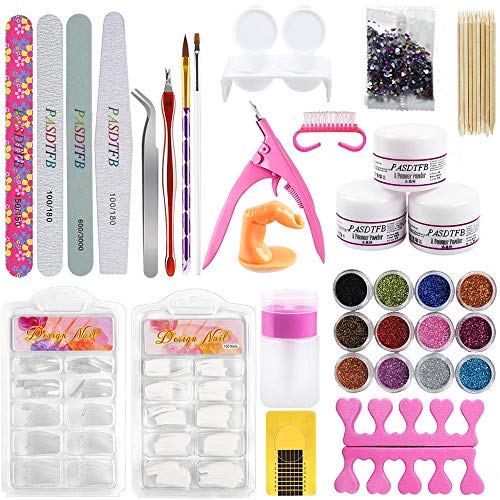 Kit de Uñas Acrílicas Completo Kit Uñas de Gel Accesorio Profesional Kit Manicura para Uñas UV Gel Kit Uñas Acrílico Uñas Postizas Lima de Uñas Kit Uña Arte Herramientas para DIY Nail Art Decoración