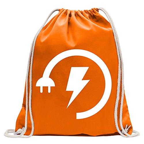 Kiwistar baja energía: aumenta la electricidad divertida mochila deportiva para el fitness. Gymbag para la compra de algodón con cordón, Unisex adulto, mandarino, 37 x 46cm