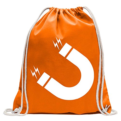 Kiwistar Magnete - Mochila deportiva eléctrica con energía divertida para el fitness Gymbag para la compra de algodón con cordón, Unisex adulto, mandarino, 37 x 46cm