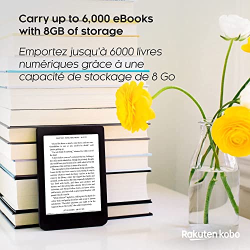 Kobo Nia | eReader | Pantalla táctil antirreflejos de 6” | Temperatura del Color y Brillo Ajustables | eBooks | WiFi | 8 GB de Almacenamiento | Tecnología Carta E Ink | Negro