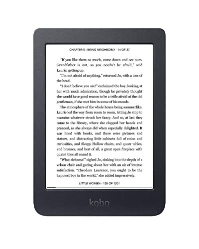 Kobo Nia | eReader | Pantalla táctil antirreflejos de 6” | Temperatura del Color y Brillo Ajustables | eBooks | WiFi | 8 GB de Almacenamiento | Tecnología Carta E Ink | Negro