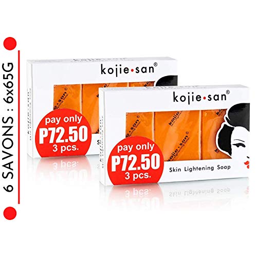 Kojie San - 6 Jabones de 65g Original and Authentic Skin Lightening Soap con Acid Kojic (6 Jabones : 6x65g)