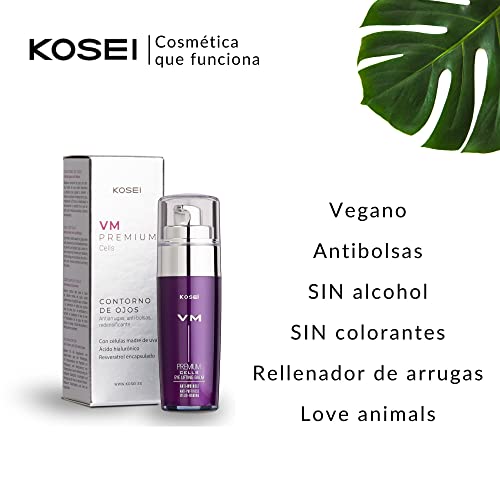 Kosei - VM Premium Cells - Contorno de Ojos - 30 ml - Tratamiento para Arrugas y Bolsas en los Ojos - Efecto Reafirmante - Mejora la Elasticidad - Mejora las Patas de Gallo - Sin Colorantes - Vegano