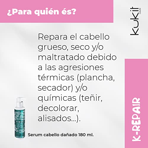 Kukit Hair - K-Repair | Tratamiento Fortificante para Cabellos Castigados | Tratamiento Capilar Sin Aclarado | Repara y Nutre Intensamente | 180 ml