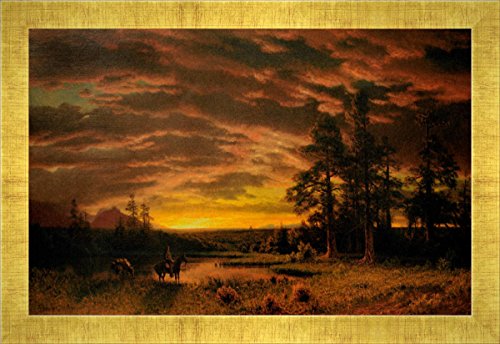 Kunst für Alle ' – Fotografía enmarcada de Albert Cerveza Ciudad Evening on The Prairie, de impresión handgefertigten imágenes de Marco, 40 x 30 cm, Oro Raya