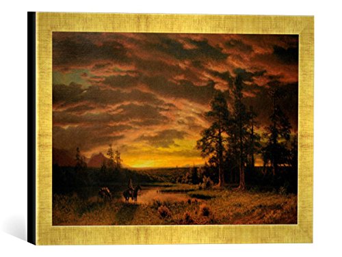 Kunst für Alle ' – Fotografía enmarcada de Albert Cerveza Ciudad Evening on The Prairie, de impresión handgefertigten imágenes de Marco, 40 x 30 cm, Oro Raya