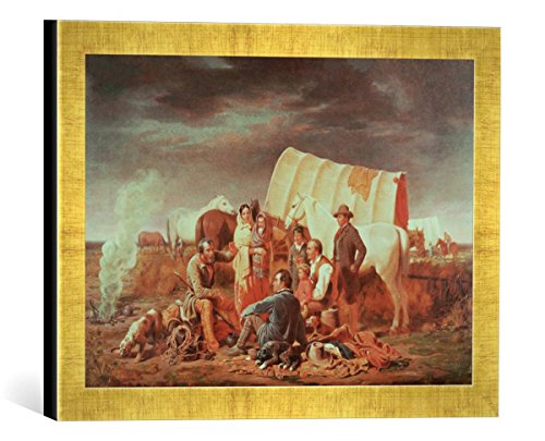 Kunst für Alle ' – Fotografía enmarcada de William Tylee Ranney Advice on The Prairie, de impresión handgefertigten imágenes de Marco, 40 x 30 cm, Oro Raya