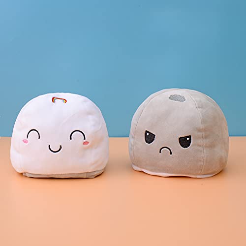 KUNSTIFY Nube de peluche reversible Mochi para niñas, mujeres, niños y bebés, regalo para novia, nube, gris/blanco