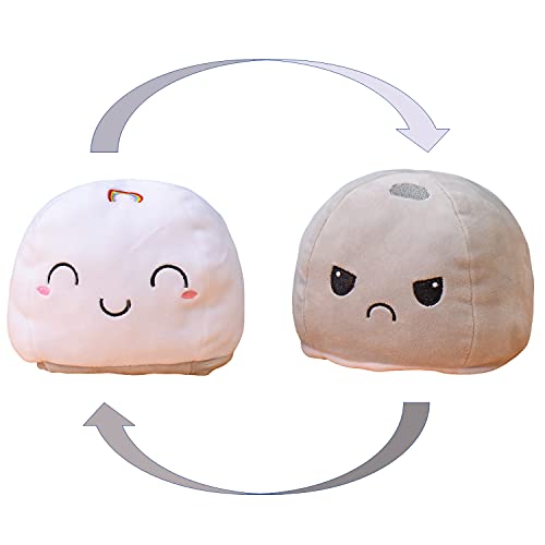 KUNSTIFY Nube de peluche reversible Mochi para niñas, mujeres, niños y bebés, regalo para novia, nube, gris/blanco