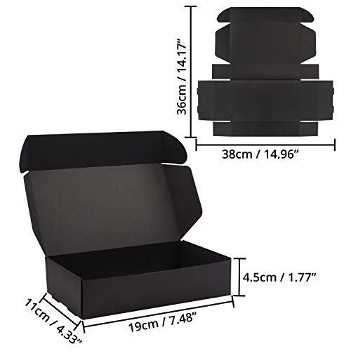 Kurtzy Cajas de Cartón Kraft Negras (Pack de 20) – Medidas de las Cajas 19 x 11 x 4,5 cm - Caja Kraft Fácil Ensamblado Cuadrada Presentación - Cajitas para Regalos, Fiestas, Cumpleaños, Bodas