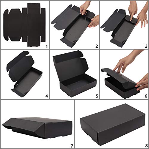 Kurtzy Cajas de Cartón Kraft Negras (Pack de 20) – Medidas de las Cajas 19 x 11 x 4,5 cm - Caja Kraft Fácil Ensamblado Cuadrada Presentación - Cajitas para Regalos, Fiestas, Cumpleaños, Bodas