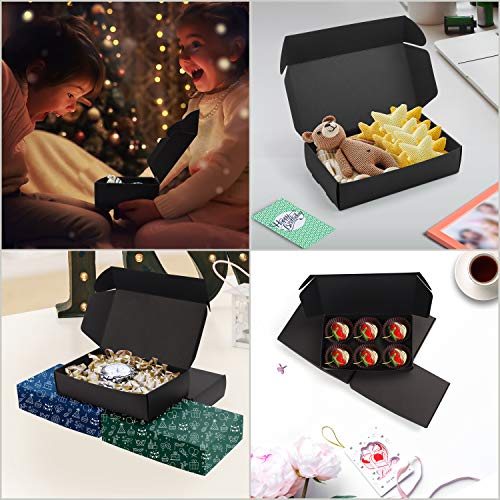 Kurtzy Cajas de Cartón Kraft Negras (Pack de 20) – Medidas de las Cajas 19 x 11 x 4,5 cm - Caja Kraft Fácil Ensamblado Cuadrada Presentación - Cajitas para Regalos, Fiestas, Cumpleaños, Bodas