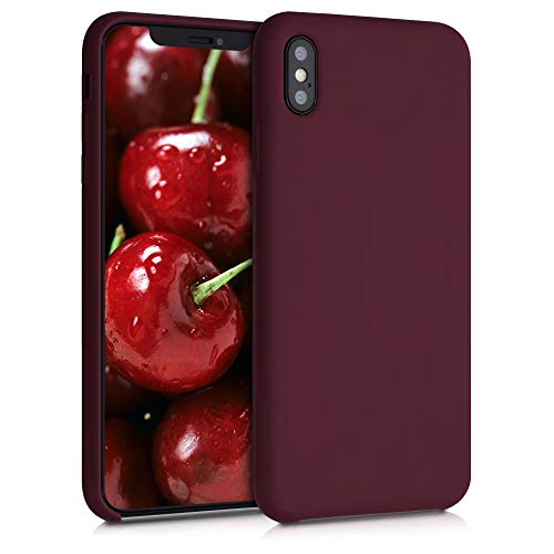 kwmobile Carcasa Compatible con Apple iPhone XS MAX - Funda de Silicona para móvil - Cover Trasero en Rojo Vino