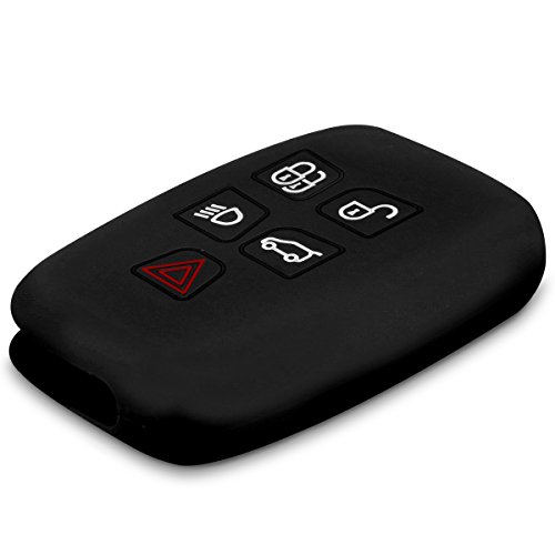 kwmobile Funda Compatible con Land Rover Jaguar Llave de Coche con Control Remoto de 5 Botones - Carcasa Protectora de Silicona para Llave de Coche - Case en Negro