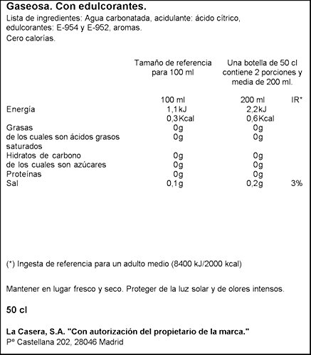 La Casera - Gaseosa, Botella 50 cl