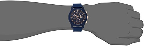 Lacoste 2010827 - Reloj analógico de pulsera para hombre, esfera con cronógrafo, correa de silicona,Azul(Azul/Rosa Oro)