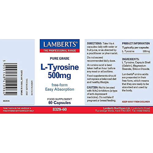 Lamberts L Tirosina 500mg - 60 Cápsulas