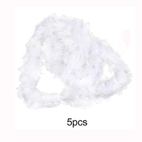 LAMF Plumas Boas 5 Pack de 2 m de plumas de árbol de Navidad de Navidad cinta de tiras de fiesta guirnalda decoraciones