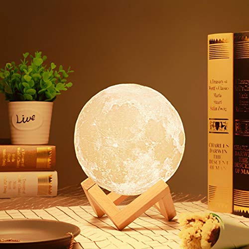 Lámpara de luna en 3D de 16 Colores LED Luz de Luna con 15 cm de Diámetro Lámpara de Noche Luna Llena con Control Remoto Carga Usb para Niños Bebé Dormitorio Café Bar Regalo de Fiesta Decoración