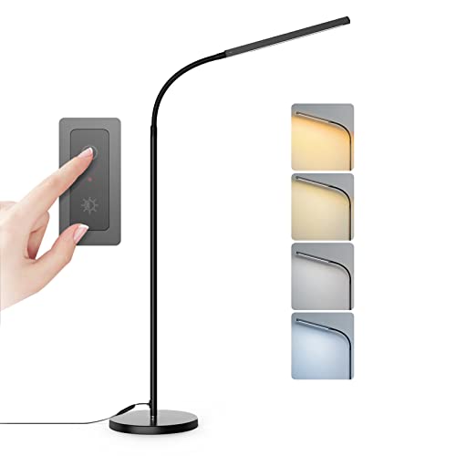 Lampara de Pie LED Regulable para Salon Moderno Lámpara de piso con Control Remoto,Cuello Cisne Ajustable,Temporizador de 10/40 Minutos,Trabajo,Entretenimiento,Leer Luz cuidado Ojos,Bajo Consumo