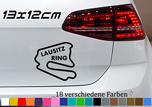 LausitZRING - Pegatinas (12 x 11 cm, diseño de circuito de carreras 1 F1 Grand Prix 18 GTI, en 18 colores)