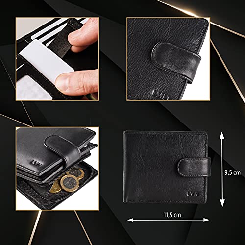 Lavalen® Cartera para Hombre RFID de Piel Auténtica Sistema antirrobo Tarjetero Cuero Monedero Hecho a Mano Cremallera Bolsillo Monedas Billetera Juvenil Perfecto para Regalo