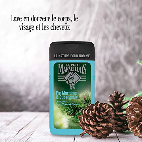 Le Petit Marseillais Hombre Gel de Ducha Cuerpo y Cabello pino marítimo y de Eucalyptus botella de 250 ml