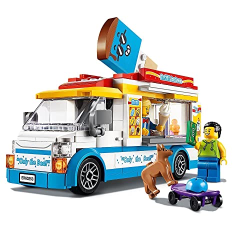 LEGO 60253 City Camión de Los Helados, Furgoneta de Juguete con Figura de Patinador y Perro, para Niños de 5 Años