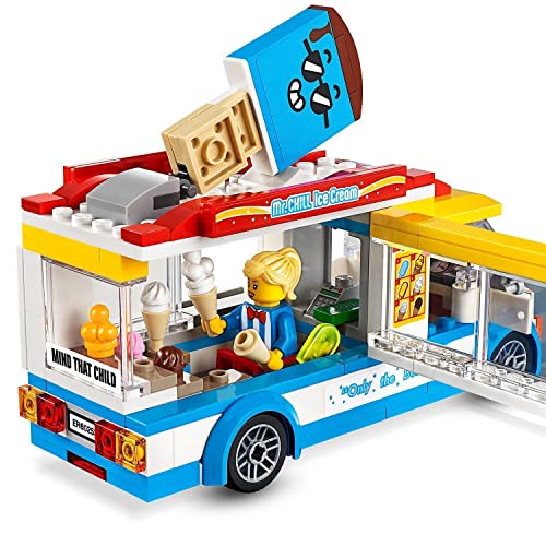 LEGO 60253 City Camión de Los Helados, Furgoneta de Juguete con Figura de Patinador y Perro, para Niños de 5 Años