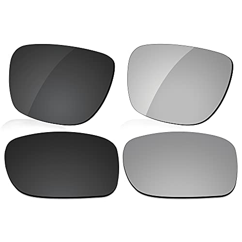 LenzReborn Reemplazo de lente polarizada para Arnette Reserve AN4226 Sunglass - Más opciones, Dark Black + Silver Grey, Talla única