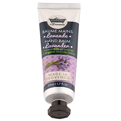 Les Petits Bains Crema de Manos con Extracto de Lavanda Orgánico - Crema Reparadora y Nutritiva para Piel Seca y Manos Agrietadas - Cuidado Hidratante de Manos de Origen Francés - Pomada de 50mL