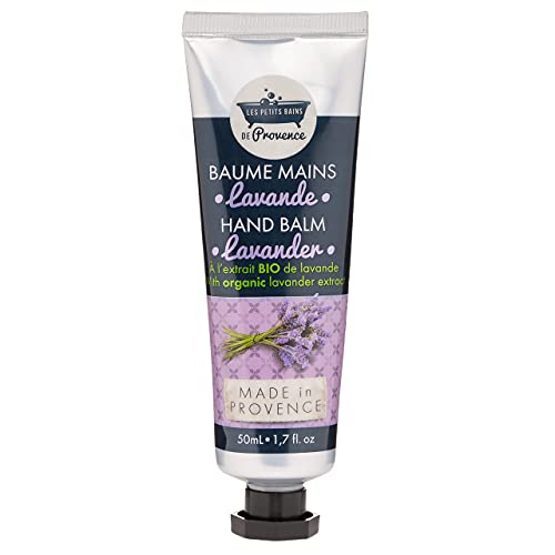 Les Petits Bains Crema de Manos con Extracto de Lavanda Orgánico - Crema Reparadora y Nutritiva para Piel Seca y Manos Agrietadas - Cuidado Hidratante de Manos de Origen Francés - Pomada de 50mL