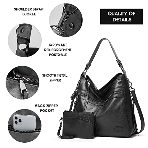 Lifetooler Set Bolsos Mujer Grande PU Cuero De Hombro Bolsos Tote Monedero Hobo Bolsos Regalos Para Mujer (X-negro)