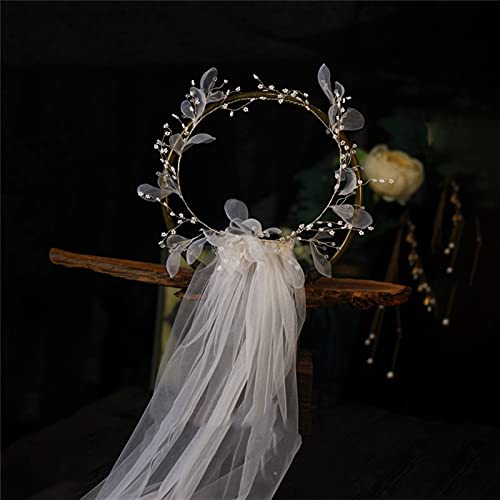 LIJIESHOP Diseño Elegante Velo de Novia Nupcial Hecho a Mano con Peine Guirnalda romántica Corolla Temperamento Velo Bridal joyería Accesorios Tocados de Boda