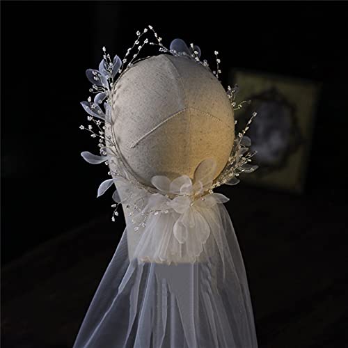 LIJIESHOP Diseño Elegante Velo de Novia Nupcial Hecho a Mano con Peine Guirnalda romántica Corolla Temperamento Velo Bridal joyería Accesorios Tocados de Boda