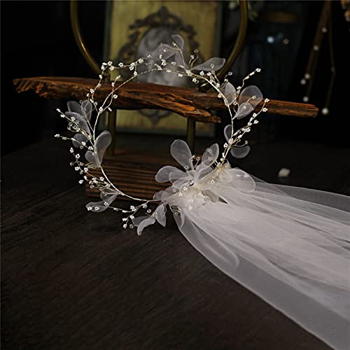 LIJIESHOP Diseño Elegante Velo de Novia Nupcial Hecho a Mano con Peine Guirnalda romántica Corolla Temperamento Velo Bridal joyería Accesorios Tocados de Boda