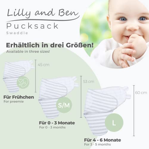 Lilly and Ben® Baby Swaddle Wrap Manta Envolvente - S/M o L - Saco-s De Dormir Bebe-s Recien Nacido-s Mantas Arrullo - Set 2