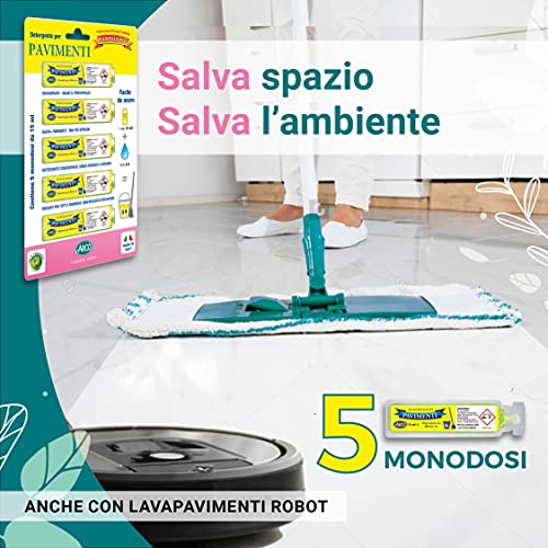 Limpiador de suelos Ecofriendly | 5 monodosis ahorro de espacio | Detergente para suelos para lavado manual y compatible con todo tipo de robots mopas de suelos con perfume floral