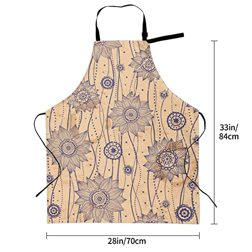 LINGF Delantal impermeable, hermosos delantales florales vintage con bolsillos, delantales de cocina de chef para mujeres y hombres