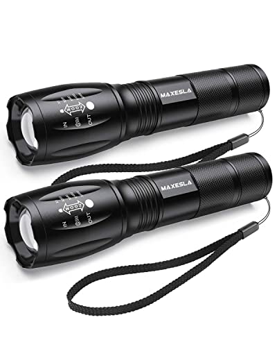 Linterna LED Alta Potencia - Mini Potentes 2000 Lúmenes Antorcha de Mano, 5 Modos, Zoomable, para Ciclismo Camping Montañismo [2 Paquetes]