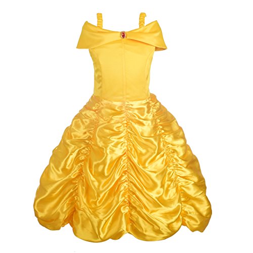 Lito Angels Vestido de Princesa Belle Disfraz la Bella y la Bestia para Niñas Talla 10-11 Años, Amarillo 077