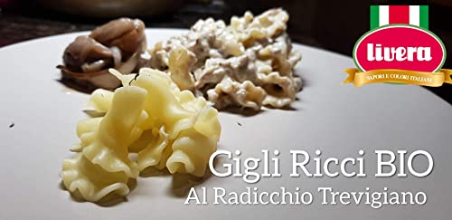 Livera Gigli Ricci Bio 4 X 500 Gr, Pasta Cortas BIO de Sémola de Trigo Duro Bio 100% Made in Italy, Gigli Ricci Elaborada en Bronce, Empaque de Pasta Seca, Cocina 12'