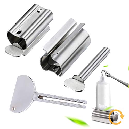 Liwein Exprimidor de Tubos,Metal Exprimidor de Pasta de Dientes Dispensador de Pasta de Dental Manual Acero Inoxidable Prensa Tubo Rodante para Tinte de Pelo Pintura de Aceite Crema(5 Piezas)