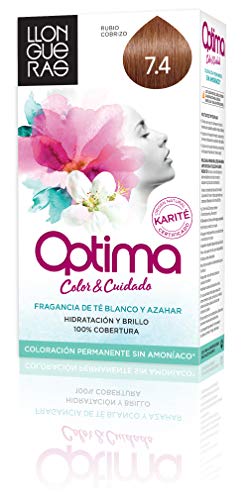 Llongueras Optima Tinte de Cabello Permanente sin Amoniaco Tono #7.4 Cobrizo Medio