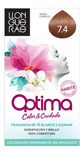 Llongueras Optima Tinte de Cabello Permanente sin Amoniaco Tono #7.4 Cobrizo Medio