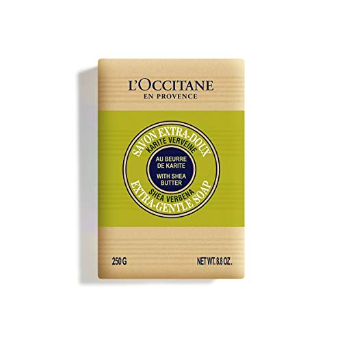 L'OCCITANE Jabón extra suave Shea Verbena, 250 g, enriquecido con manteca de karité, adecuado para todo tipo de piel, jabón de lujo, jabón suave para pieles secas y normales