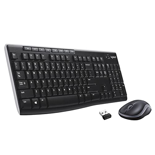 Logitech MK270 Combo Teclado y Ratón Inalámbrico para Windows, 2,4GHz Inalámbrico, Ratón Compacto, 8 teclas multimedia y de acceso directo, 2 años de batería, PC, PC Portátil, QWERTY Español - Negro