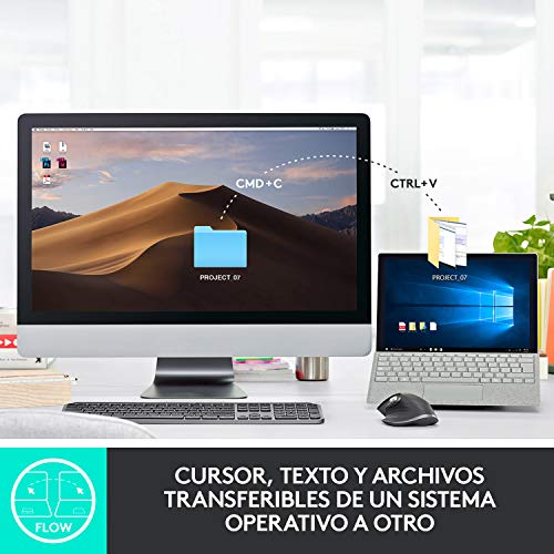 Logitech MX Master 3 Advanced Ratón Inalámbrico, Receptor USB, Bluetooth, 2.4GHz, Desplazamiento Rápido, Seguimiento 4K DPI en Cualquier Superficie, 7 Botones, Recarcable, PC, Mac, iPadOS, Negro