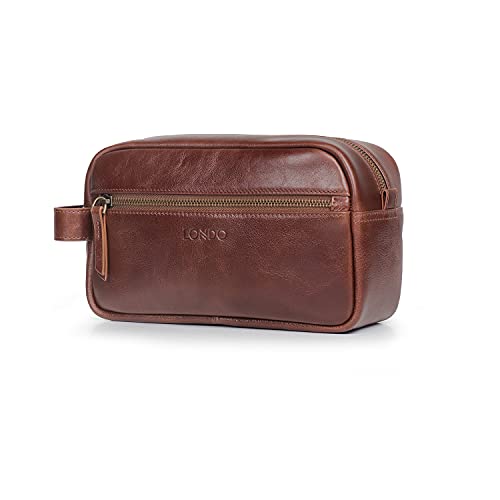 Londo Bolso de Aseo, Viaje en Cuero Genuino, para cosméticos, afeitarse los artículos, Dopp Kits, Unisex